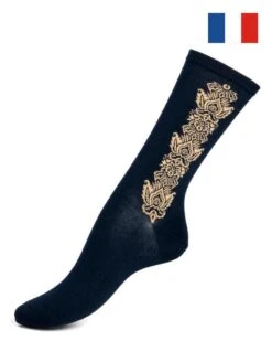Chaussettes Femme En Coton Maison Broussaud Frise Trianon (Marine)