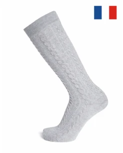 Chaussettes Femme En Laine Maison Broussaud Torsade (Gris)
