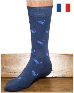 Chaussettes Homme En Coton Maison Broussaud Permanent Coqs (Mousson/Bleu)