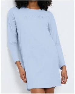 Chemise De Nuit à Manches Longues 100% Coton Triumph Nuit (Ice) -Sloggi Soldes Boutique chemise de nuit a manches longues 100 coton triumph nuit ice 4