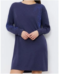 Chemise De Nuit Coton & Modal Triumph Nuit (Blue Dark) -Sloggi Soldes Boutique chemise de nuit coton modal triumph nuit blue dark 4