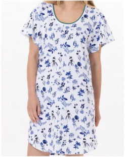 Chemise De Nuit En Coton Le Chat Bloom (Bleu)