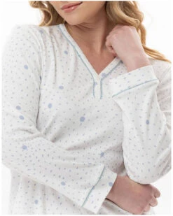 Chemise De Nuit Interlock 100% Coton Le Chat Cosy (Ecru/Ciel) -Sloggi Soldes Boutique chemise de nuit interlock 100 coton le chat cosy ecruciel 2