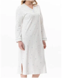 Chemise De Nuit Interlock 100% Coton Le Chat Cosy (Ecru/Ciel) -Sloggi Soldes Boutique chemise de nuit interlock 100 coton le chat cosy ecruciel 3