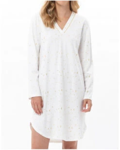 Chemise De Nuit Interlock 100% Coton Le Chat Luna (Ecru)