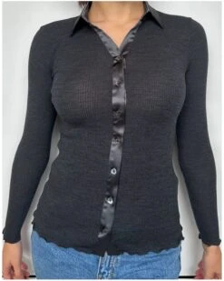 Chemisier Laine Et Soie Oscalito "Elegante" 6350 (Ardoise)