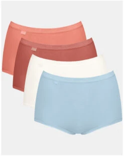 Culottes Basic + Maxi (lot De 4) Sloggi (Brique/corail/blanc/ciel)