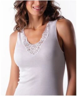 Débardeur Moretta En Fil D'Ecosse Et Dentelle 315