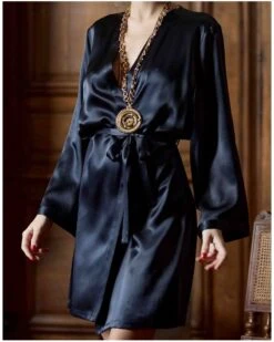 Déshabillé 100% Soie Tracy Marjolaine (Noir)