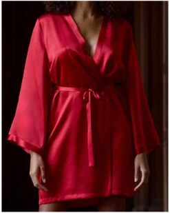 Déshabillé 100% Soie Tracy Marjolaine (Rouge)