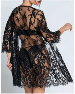 Déshabillé Court Lise Charmel Désirs De Venise (Noir) -Sloggi Soldes Boutique deshabille court lise charmel desirs de venise noir 2