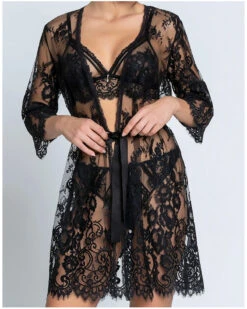 Déshabillé Court Lise Charmel Désirs De Venise (Noir) -Sloggi Soldes Boutique deshabille court lise charmel desirs de venise noir 4