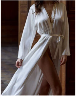 Déshabillé Long 100% Soie Tracy Marjolaine (Naturel)