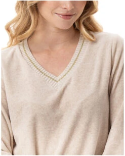 Ensemble Velours Col V Le Chat Country (Beige Chiné) 8 Ensemble Velours Col V Le Chat Country (Beige Chiné) -Sloggi Soldes Boutique ensemble velours col v le chat country beige chine 2