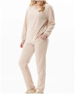 Ensemble Velours Col V Le Chat Country (Beige Chiné) 10 Ensemble Velours Col V Le Chat Country (Beige Chiné) -Sloggi Soldes Boutique ensemble velours col v le chat country beige chine 4