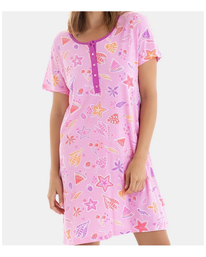 Liquettes Manches Courtes Massana Paradise Coton (Imprimé Rose) 3 Liquettes Manches Courtes Massana Paradise Coton (Imprimé Rose) – Image 3