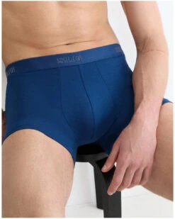 Lot De 2 Boxers En Coton Sloggi SLG Base (Bleu/Gris) -Sloggi Soldes Boutique lot de 2 boxers en coton sloggi slg base bleugris 4