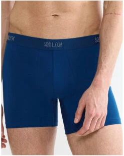 Lot De 2 Boxers Longs En Coton Sloggi SLG Base (Bleu/Gris) -Sloggi Soldes Boutique lot de 2 boxers longs en coton sloggi slg base bleugris 4
