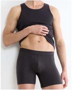 Lot De 2 Boxers Longs En Coton Sloggi SLG Base (Charcoal) -Sloggi Soldes Boutique lot de 2 boxers longs en coton sloggi slg base charcoal 4