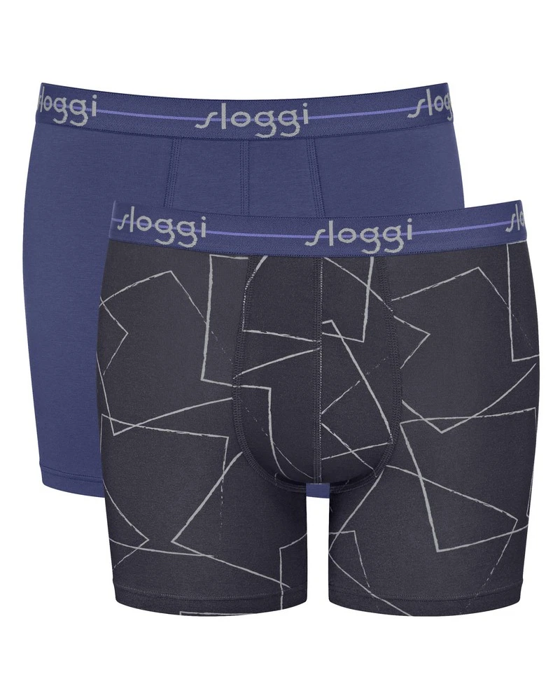 Lot De 2 Boxers Longs Sloggi For Men Start (Blue Comb) 1 Lot De 2 Boxers Longs Sloggi For Men Start (Blue Comb)
