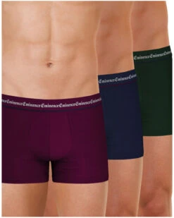 Lot De 3 Boxers En Coton Eminence Business (Bordeaux/Marine/Vert)