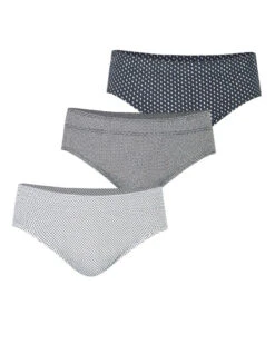 Lot De 3 Slips 100% Coton Eminence Trio Fantaisie (Imprimé Gris & Noir)