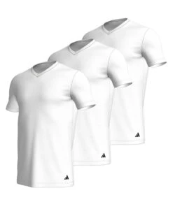 Lot De 3 T-shirts Col V 100% Coton Adidas Active Core (Blanc)