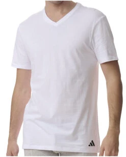 Lot De 3 T-shirts Col V 100% Coton Adidas Active Core (Gris/Blanc/Noir) -Sloggi Soldes Boutique lot de 3 t shirts col v 100 coton adidas active core grisblancnoir 3