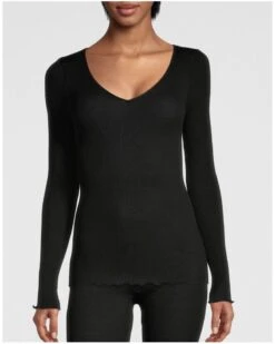 Maillot De Corps Col V Oscalito 3486 Laine Et Soie (Noir)