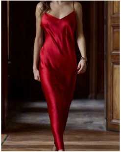 Nuisette Longue 100% Soie Tracy Marjolaine (Rouge)