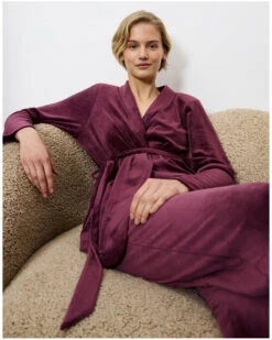 Peignoir Court En Velours Triumph Nuit (Deep Burgundy)