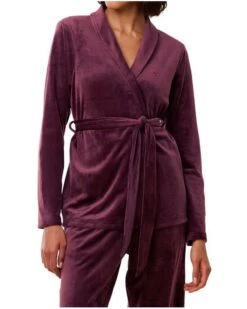 Peignoir Court En Velours Triumph Nuit (Deep Burgundy) -Sloggi Soldes Boutique peignoir court en velours triumph nuit deep burgundy 3