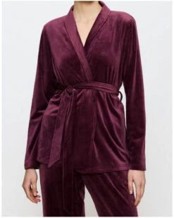Peignoir Court En Velours Triumph Nuit (Deep Burgundy) -Sloggi Soldes Boutique peignoir court en velours triumph nuit deep burgundy 6