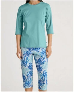 Pyjama 3/4 100% Coton Calida Coastral Dreams (Ice Green)