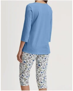 Pyjama 3/4 100% Coton Calida Flower Nights (Riviera Blue) 5 Pyjama 3/4 100% Coton Calida Flower Nights (Riviera Blue) -Sloggi Soldes Boutique pyjama 34 100 coton calida flower nights riviera blue 2