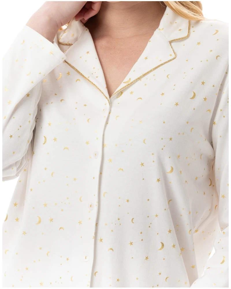 Pyjama Boutonné Interlock 100% Coton Le Chat Luna (Ecru) 2 Pyjama Boutonné Interlock 100% Coton Le Chat Luna (Ecru) – Image 2