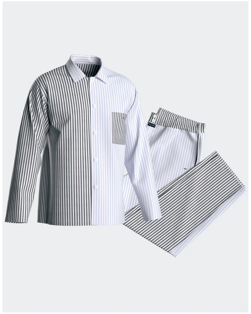 Pyjama Long 100% Coton Eden Park 7H70 (Gris Clair) 2 Pyjama Long 100% Coton Eden Park 7H70 (Gris Clair) – Image 2