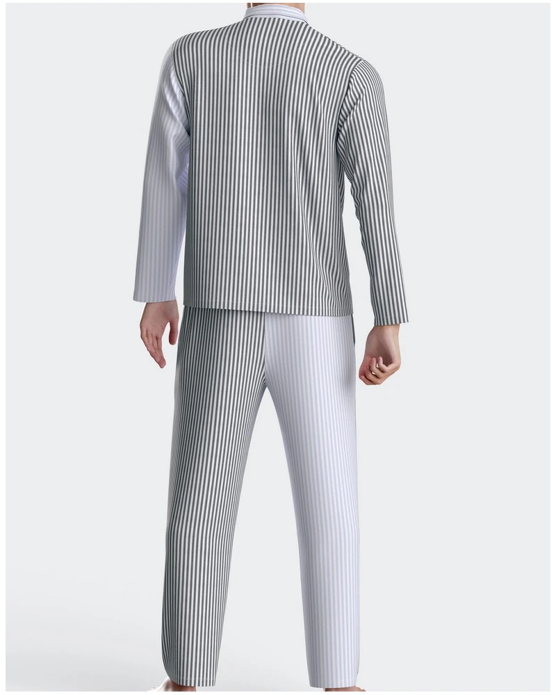 Pyjama Long 100% Coton Eden Park 7H70 (Gris Clair) 3 Pyjama Long 100% Coton Eden Park 7H70 (Gris Clair) – Image 3