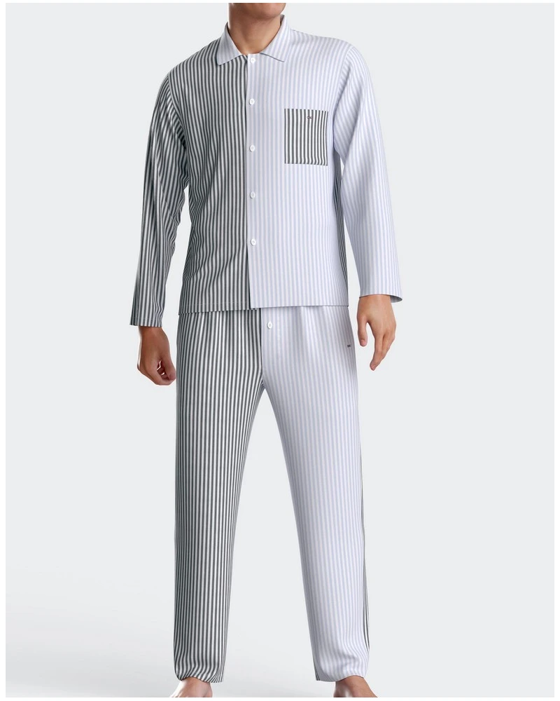 Pyjama Long 100% Coton Eden Park 7H70 (Gris Clair) 1 Pyjama Long 100% Coton Eden Park 7H70 (Gris Clair)