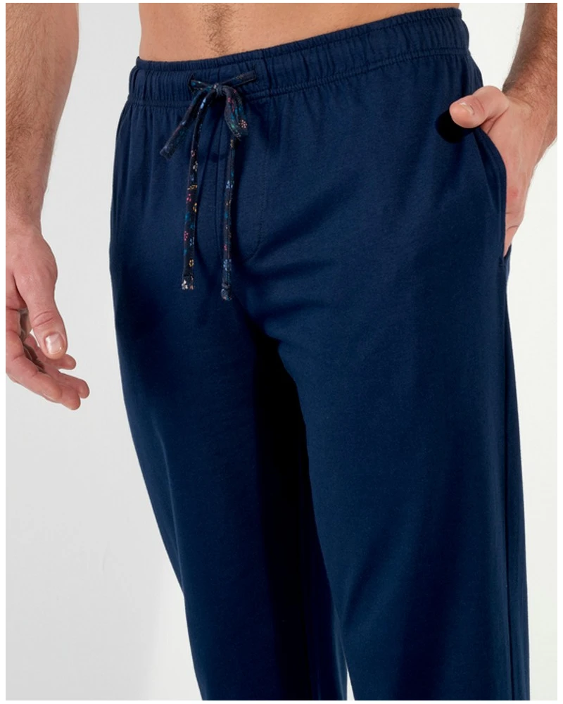 Pyjama Long 100% Coton HOM Broceliande (Imprimé Floral Marine) 5 Pyjama Long 100% Coton HOM Broceliande (Imprimé Floral Marine) – Image 5