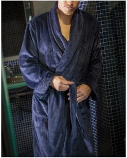 Robe De Chambre Polaire HOM Everest (Marine) -Sloggi Soldes Boutique robe de chambre polaire hom everest marine 3