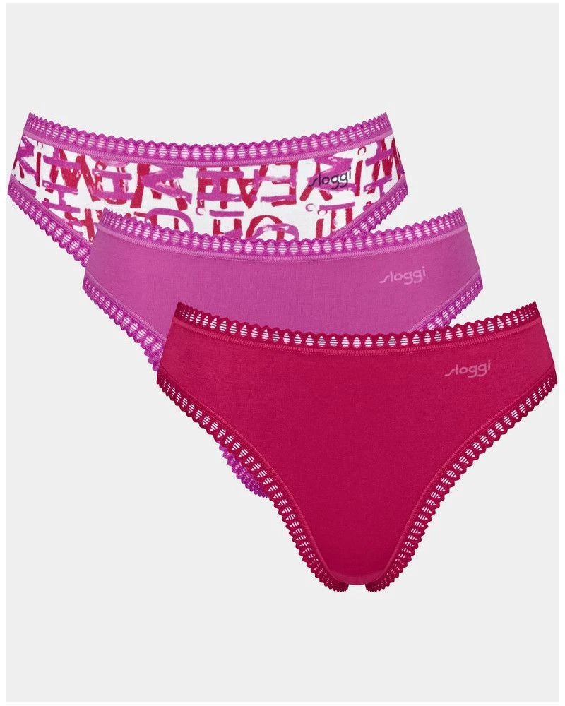 Slip échancré Coton Sloggi GO Crush (Lot De 3) (Imprimé/Rose/Rouge) 1 Slip échancré Coton Sloggi GO Crush (Lot De 3) (Imprimé/Rose/Rouge)