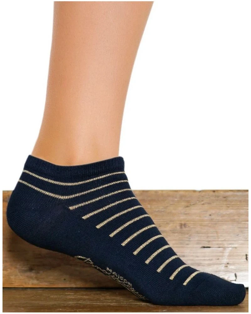 Socquette Rayée Femme En Coton Maison Broussaud (Marine/Doré) 2 Socquette Rayée Femme En Coton Maison Broussaud (Marine/Doré) – Image 2