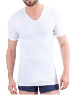 T-shirt Col V 100% Coton Eminence Fait En France (Blanc)