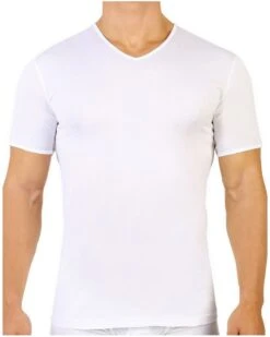 T-shirt Col V 100% Coton Jersey Mercerisé Louis Mariner (Blanc)
