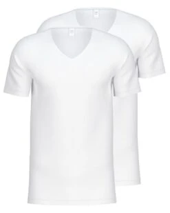 T-shirt Col V Calida Natural Benefit Lot De 2 (Blanc)