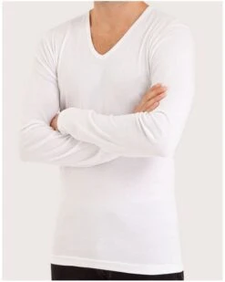 T-shirt Manche Longue Col V Éminence 100 % Coton Premium (Blanc) 7 T-shirt Manche Longue Col V Éminence 100 % Coton Premium (Blanc) -Sloggi Soldes Boutique t shirt manche longue col v eminence 100 coton premium blanc 2