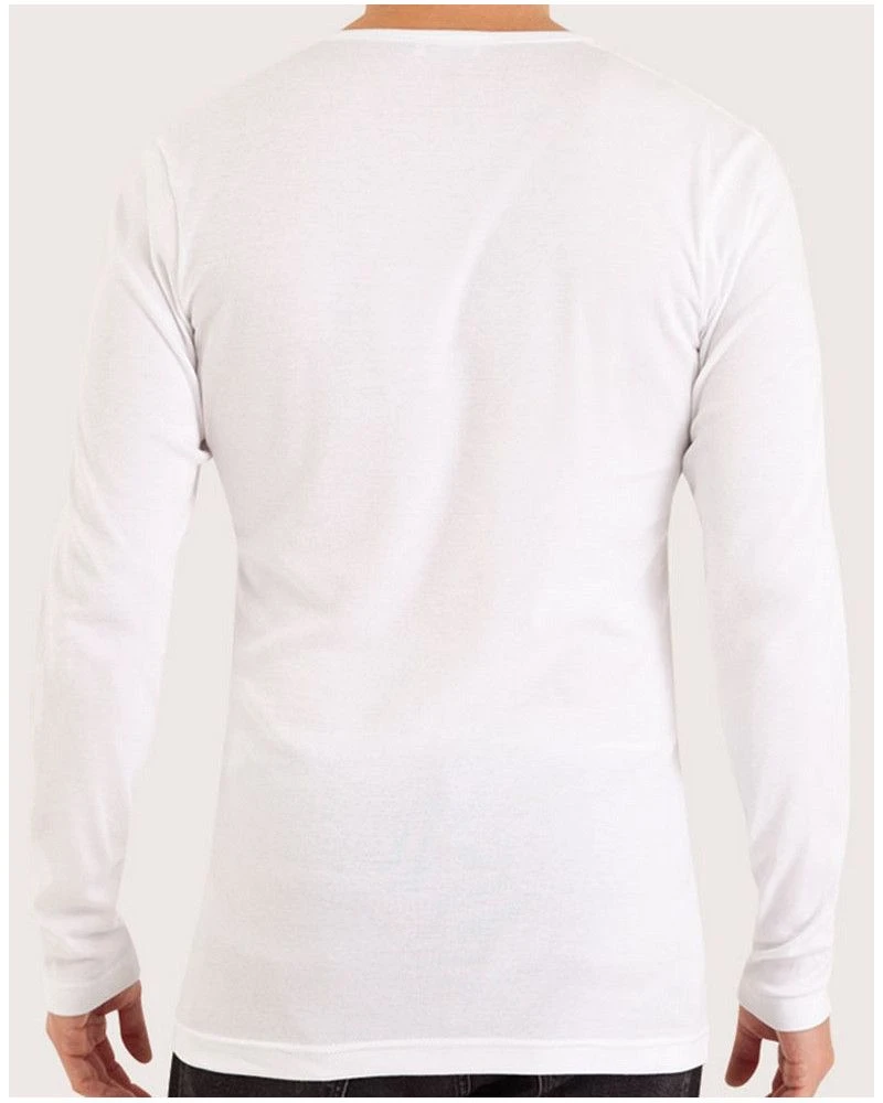 T-shirt Manche Longue Col V Éminence 100 % Coton Premium (Blanc) 5 T-shirt Manche Longue Col V Éminence 100 % Coton Premium (Blanc) – Image 5