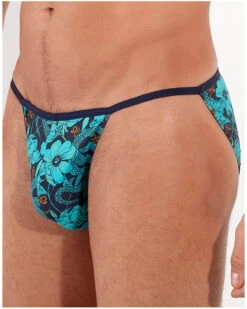 Tanga En Microfibre HOM Funky Styles (Imprimé Bleu)