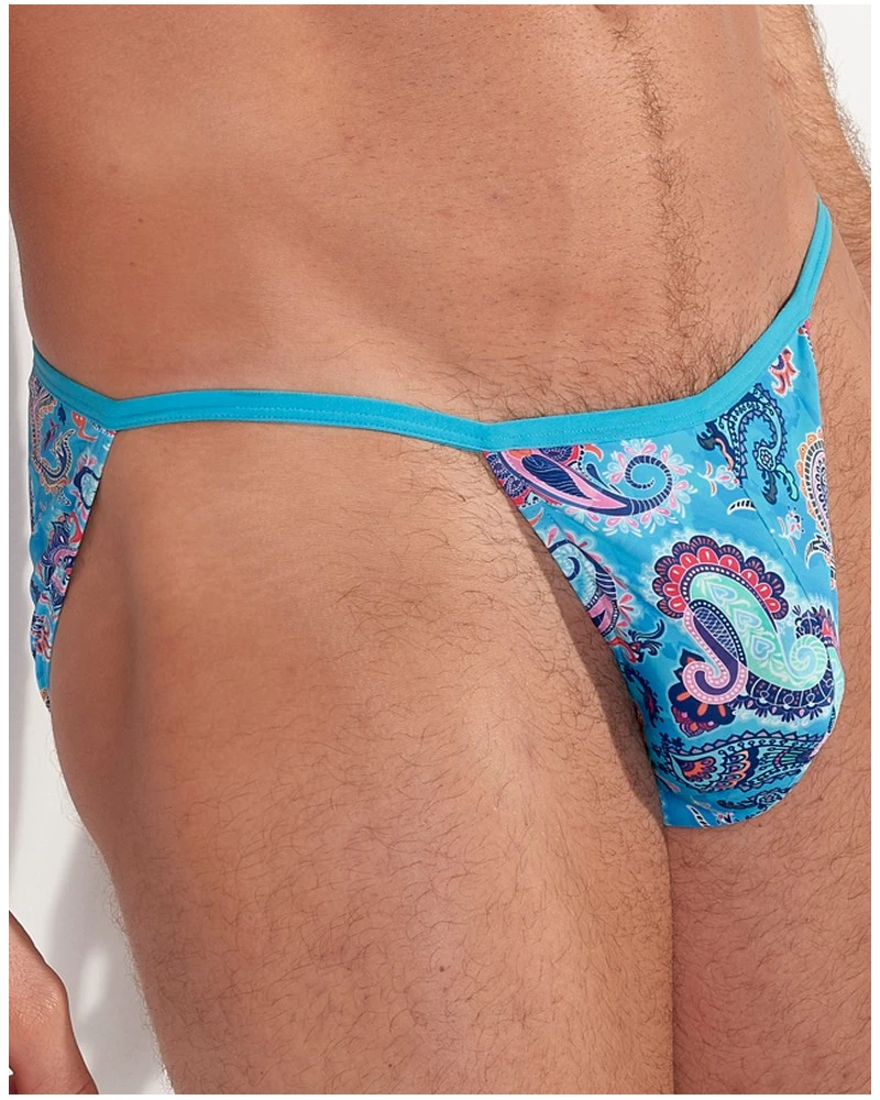 Tanga En Microfibre HOM Funky Styles (Imprimé Turquoise) 5 Tanga En Microfibre HOM Funky Styles (Imprimé Turquoise) – Image 5